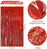 Red Tinsel Foil Fringe Curtains Wavy Backdrop for Parties Sparkle