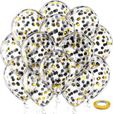 Bezente Black Gold Confetti Latex Balloons - 60 Pack 12 inch Helium