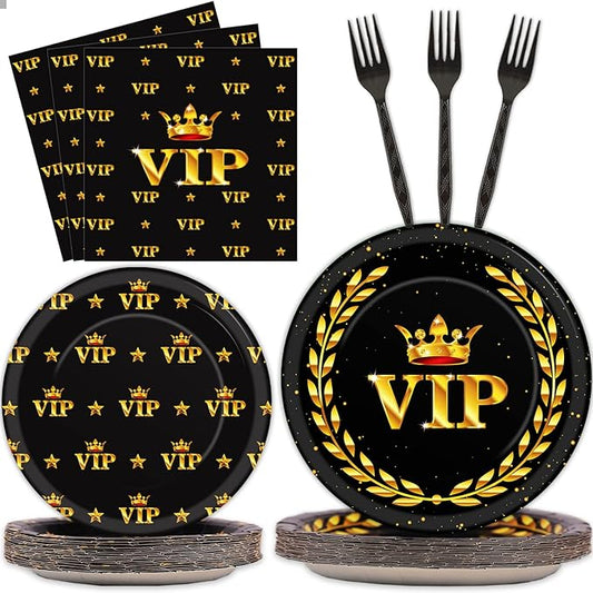 96 Pcs Vip Movie Night Party Supplies Paper Plates Napkins