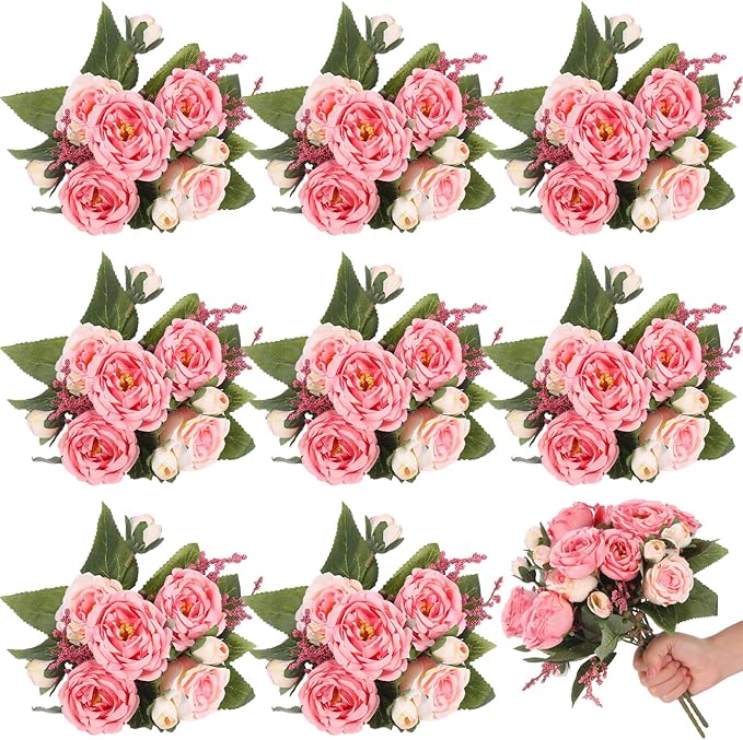 8 Bundles Artificial Peonies Flowers Boho Faux Flowers Arrangements #1