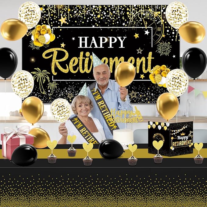 26Pcs Happy Retirement Party Decorations for Men Women with Happy