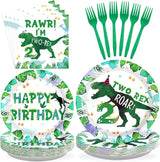 96PCS Dinosaur 2nd Happy Birthday Party Supplies 2nd Dinosaur Plates