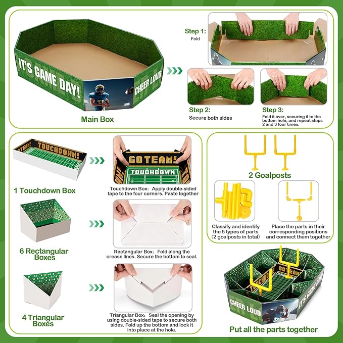 Football Party Decorations 2026 Football Snack Stadium Food Tray Set