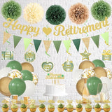 Retirement Party Decorations Women Men Green Happy Retirement Banner
