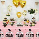 QZYL 2 PCS Graduation Tablecloth, 108" X 54" Pink Graduation