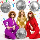 Disco Ball Balloons 4PC,Foil Disco Balloons 22 Inch 4D Round Meta Meta