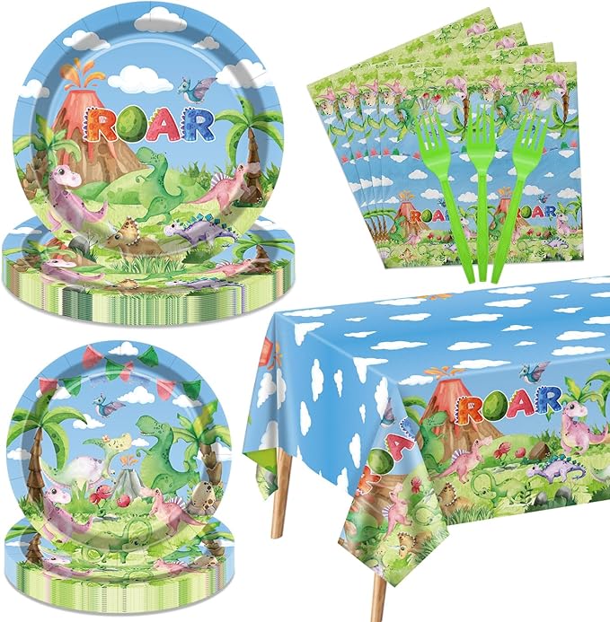 81 Pcs Dinosaur Birthday Decorations Including Dinosaur