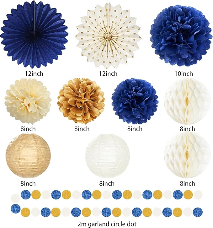 Roetyce Retirement Party Decorations Women Men, Blue Gold Happy
