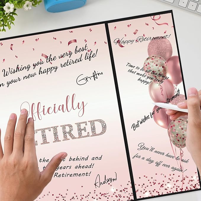 Rose Gold Retirement Party Decorations for Women Officially Retired