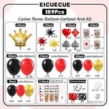 Casino Balloons Arch Kit - Latex Balloons, Dice Boxes, Full Deck of