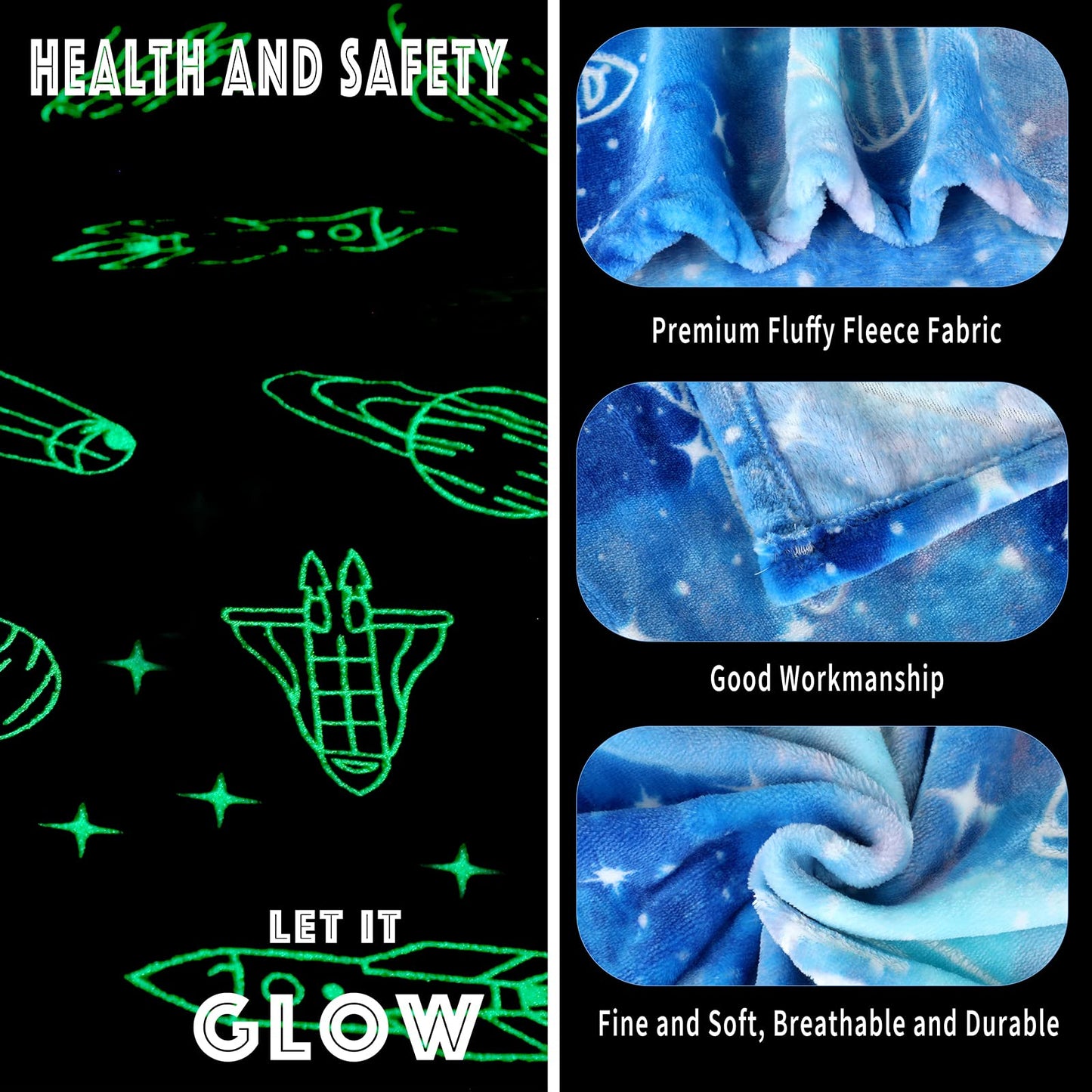 Wesan Glow in The Dark Galaxy Blanket Space Gifts for Kids Boys Girls