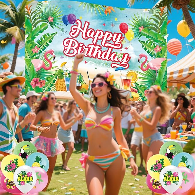 164Pcs Hawaii Themed Happy Birthday Party Decorations Plates Napkins