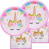 oneBest Unicorn Plates and Napkins 16 Serves