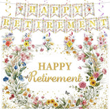 8pcs Floral Retirement Party Decorations for Women Wildflower Happy
