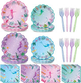 96PCS Mermaid Birthday Party Plates and Napkins Under The Sea