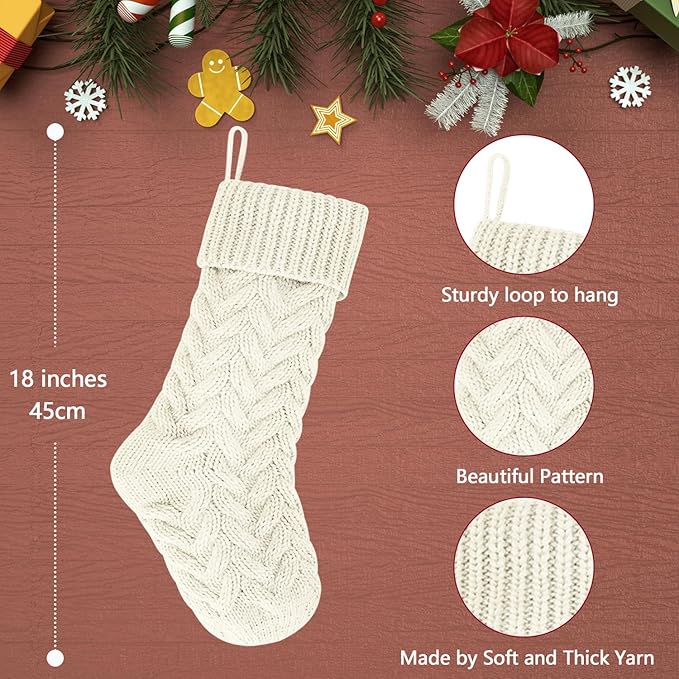 Christmas Stockings Bulk, 20 Inch Ivory Knit Stockings Christmas