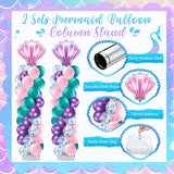 2 Set Mermaid Balloon Column Stand Kit Adjustable Mermaid Balloon