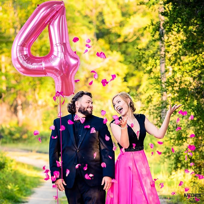 KatchOn, Hot Pink 4 Balloon Number - 40 Inch | 4th Birthday Balloons