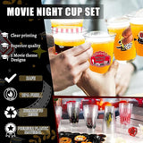 100 Pcs Movie Night Cups 12 Oz Clear Disposable Plastic Drinking