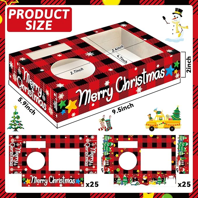 50Pcs Christmas Party Supplies Movie Night Paper Snacks Boxes Xmas