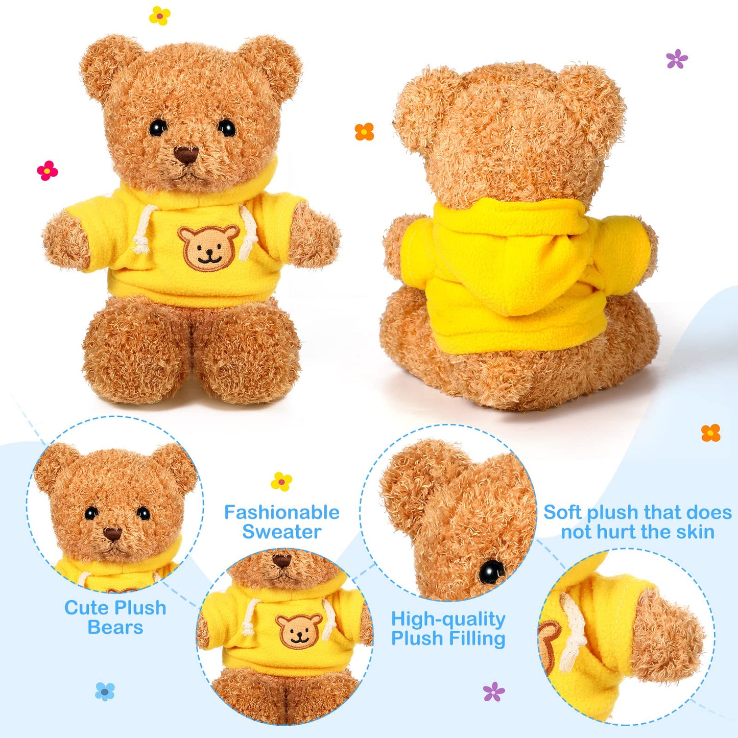 HyDren 5 Pcs Bears Stuffed Animal Soft Plush Toys Valentine 12 Inches