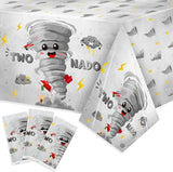 3Pcs Two Nado Party Tablecloths - Gray Tornado Birthday Party Table
