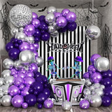 Purple Silver Balloon Arch Kit Halloween Disco Dark Royal Purple
