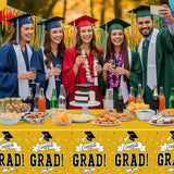 2 PCS 2026 Graduation Table Decorations, 108" X 54" Yellow Plastic