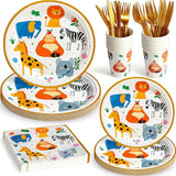 144Pcs Jungle Animals Birthday Party Supplies Decorations Animal
