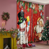 2 Pcs Christmas Curtains for Living Room Snowman Santa Claus