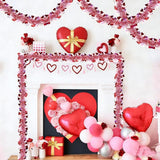 Valentines Day Garland with Hearts 50 Ft Pink Red Glitter Tinsel