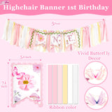 Kriyokiaa Highchair Banner 1st Birthday Girl Floral and Butterfly