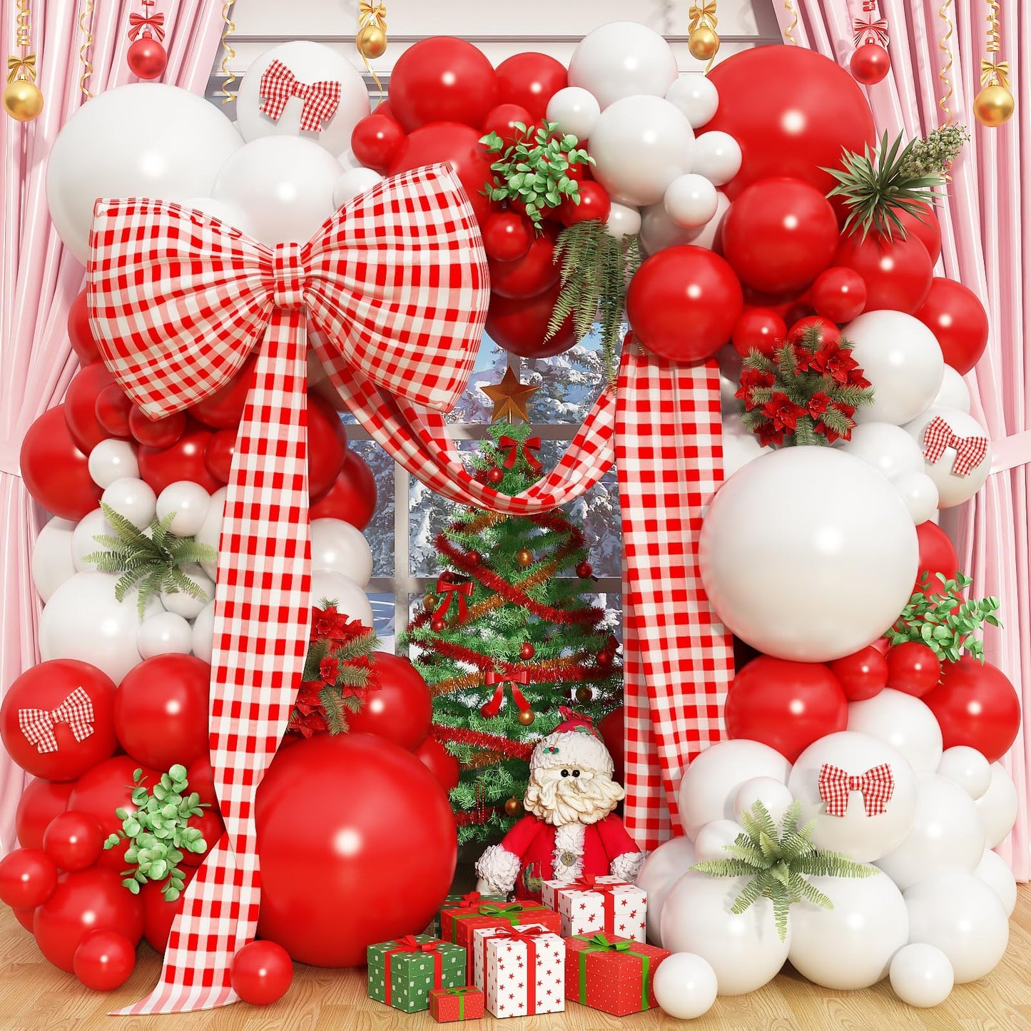 Red and White Balloon Arch Kit, Red and White Balloon Garland Kit, Red