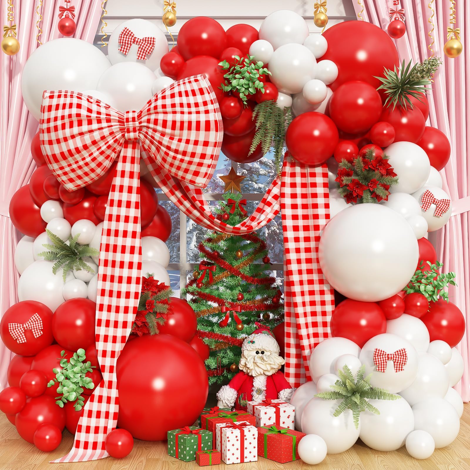 Red and White Balloon Arch Kit, Red and White Balloon Garland Kit, Red