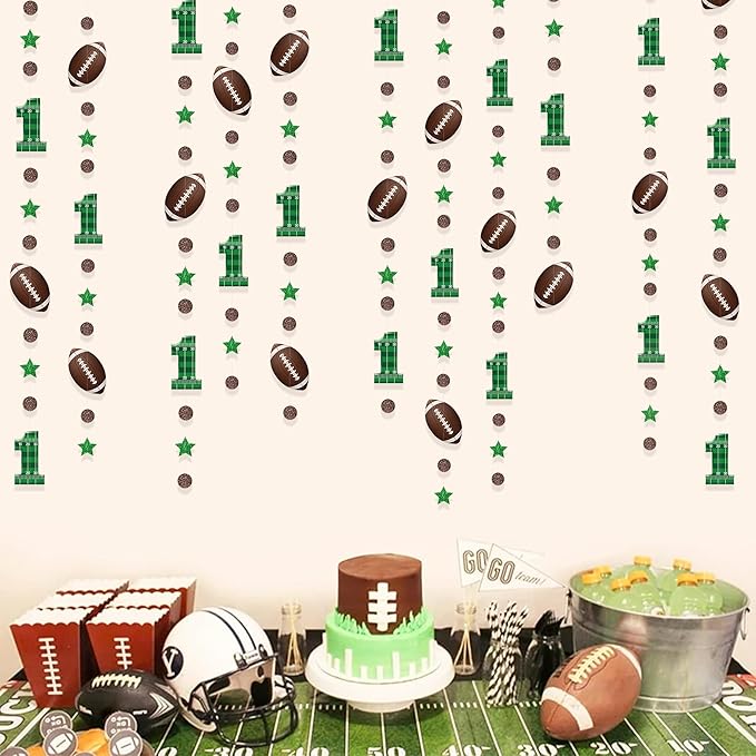 Football 1st Birthday Party Decorations Glitter Star Circle Dot