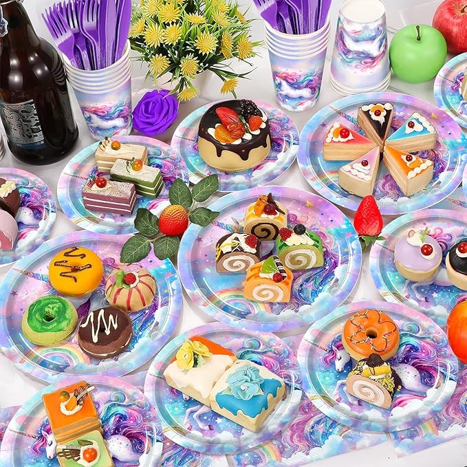 168Pcs Unicorn Plates and Napkins Unicorn Birthday Party Supplies