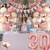 30th Birthday Decorations for Women Retro Pink Beige Number 30