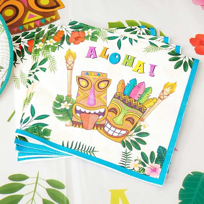 Aloha Luau Plates and Napkins Serves 50 Gusets 100PCS Hawaiian