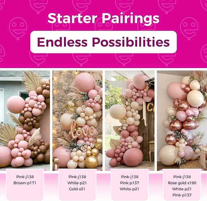 Bezente Dusty Pink Balloons Latex Party Balloons - 100 Pack 12 inch
