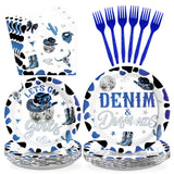 96Pcs Denim and Diamonds Party Decorations Blue Western Disco Cowgirls