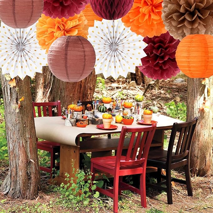 Fall Boho Baby Shower Party Decorations Streamers Lanterns 14pc