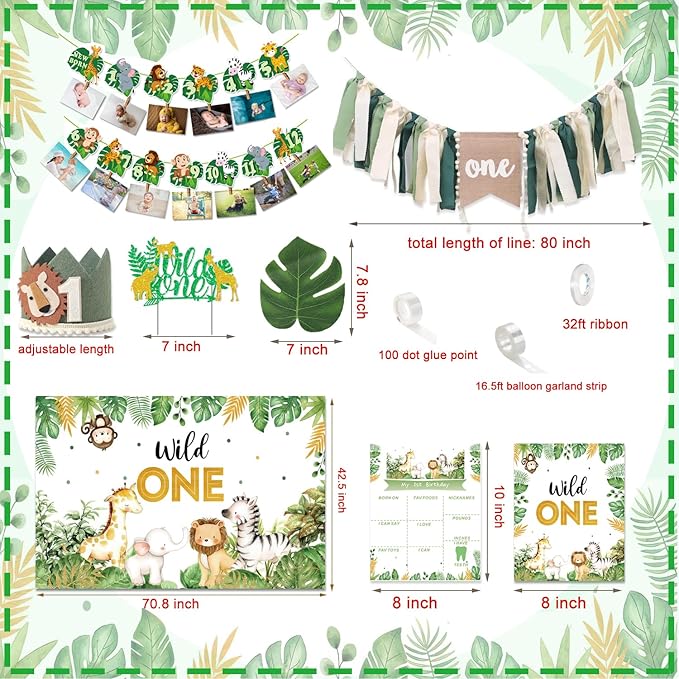 Wild One Birthday Decorations Jungle Safari Animal Theme First