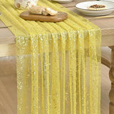 Artoid Mode Light Yellow Gold Gauze Table Runner 59x120 Inch 10FT,