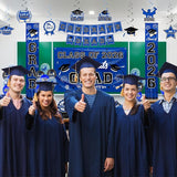 Graduation Decorations Blue Party Decor Set include Congrats Grad