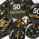 96 Pcs 50th Birthday Party Supplies Paper Plates Napkins Golden