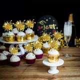 Gyufise 30Pcs Star Foil Firework Cupcake Toppers Sparkle Tinsel Cake