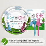 Grencian 96Pcs Golf Gender Reveal Party Supplies He She Theme Plates