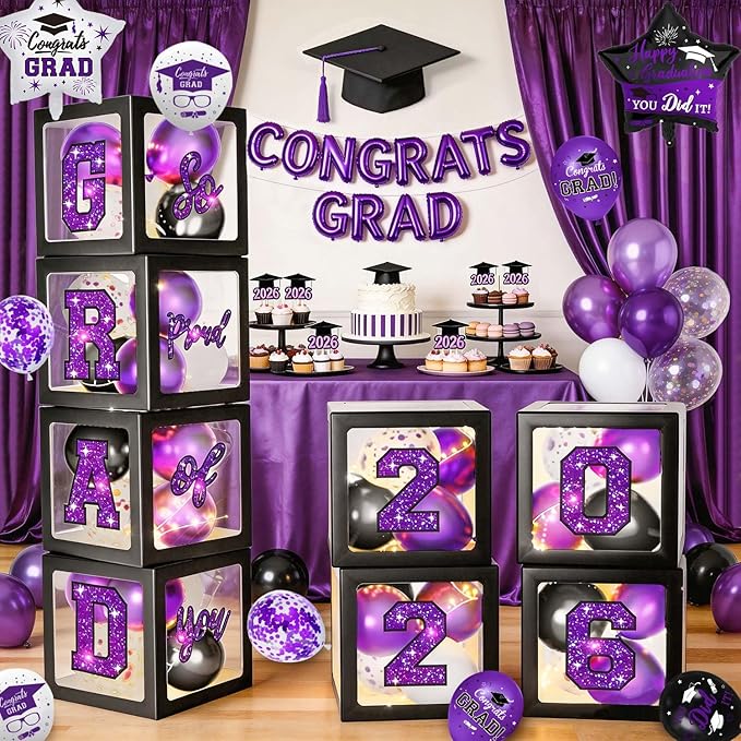Graduation Decorations 2026 - Purple Graduation Decorations - Set of