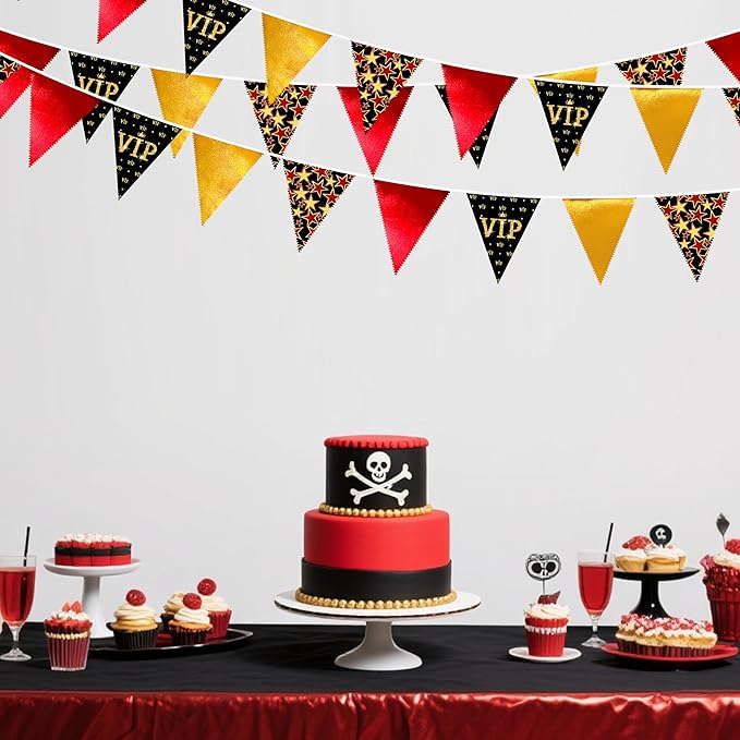 32Ft Hollywood Theme Party Decorations Red Black Gold VIP Star