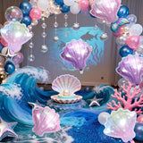 Biapian Sea Shells Balloons, Large Mermaid Shells Foil Balloon, 6 Pcs